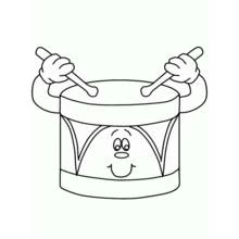 Coloriage Tambour souriant tenu par des mains avec baguettes