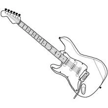 Coloriage Guitare électrique avec manche détaillé et frettes