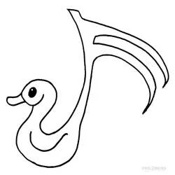 Coloriage Note de musique en forme de canard
