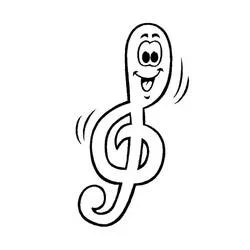 Coloriage Note de musique heureuse avec un visage souriant