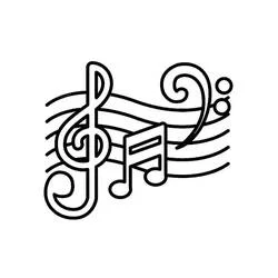 Coloriage Notes de musique avec clé de sol et clé de fa