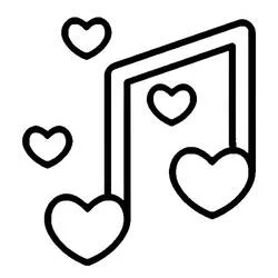 Coloriage Note de musique avec des cœurs