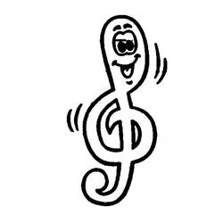 Coloriage Note de musique chantante avec visage souriant