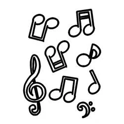 Coloriage Notes de musique dispersées sur la page