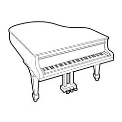 Coloriage Piano à queue avec clavier ouvert