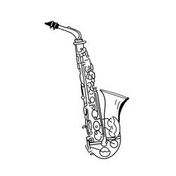 Coloriage Saxophone aux touches détaillées