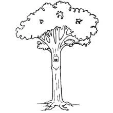 Coloriage Arbre au visage souriant