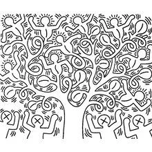 Coloriage Arbre de vie façon Keith Haring