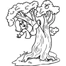 Coloriage Fille grimpant à un arbre