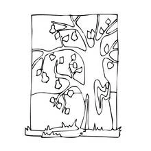 Coloriage Arbre avec des fruits et des branches nues