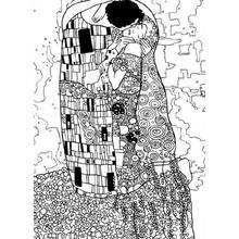 Coloriage Couple enlacé inspiré du Baiser de Klimt