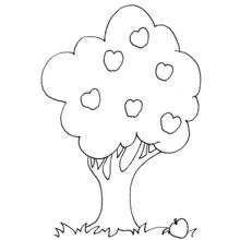 Coloriage Arbre aux pommes en forme de cœur