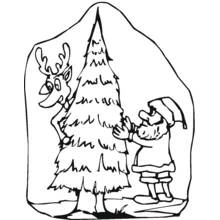 Coloriage Arbre de Noël avec le père Noël et un renne