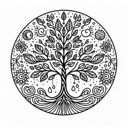 Coloriage Arbre de Vie dans un mandala circulaire