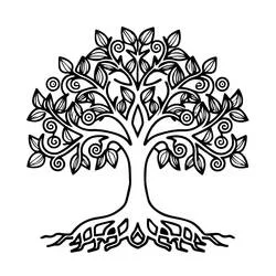 Coloriage Arbre de Vie aux branches enroulées et racines tressées