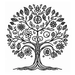 Coloriage Arbre de vie orné de motifs ronds symboliques