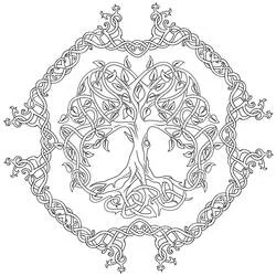 Coloriage Arbre de Vie dans un cercle de nœuds celtiques