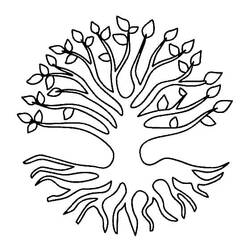 Coloriage Arbre de Vie formant un cercle symétrique