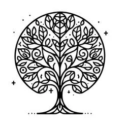 Coloriage Arbre de Vie avec étoiles et croix