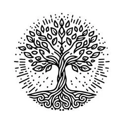 Coloriage Arbre de Vie dans un cercle de rayons