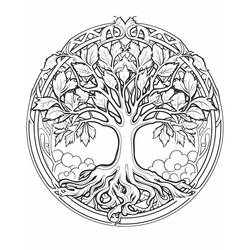 Coloriage Arbre de Vie dans un cercle celtique