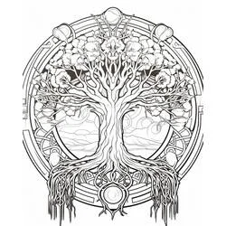 Coloriage Arbre de Vie dans un cadre circulaire orné