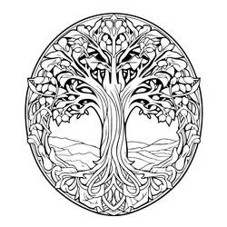 Coloriage Arbre de Vie aux racines entrelacées