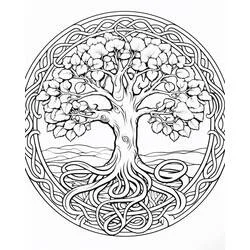 Coloriage Arbre de Vie encerclé de nœuds celtiques