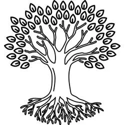 Coloriage Arbre de Vie à la ramure ronde et racines symétriques