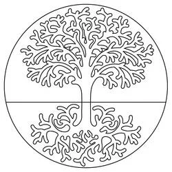 Coloriage Arbre de Vie en volutes et racines miroir