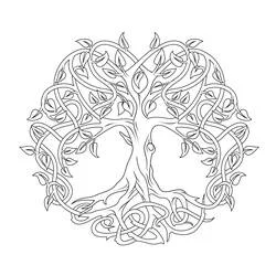 Coloriage Arbre de vie celtique en motif circulaire de noeuds