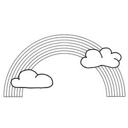 Coloriage Arc-en-ciel avec deux nuages