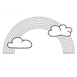 Coloriage Arc-en-ciel avec deux nuages