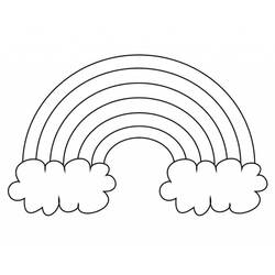 Coloriage Arc-en-ciel simple avec nuages
