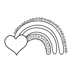 Coloriage Arc-en-ciel et coeur