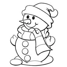 Coloriage Bonhomme de neige avec bonnet et écharpe
