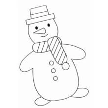Coloriage Bonhomme de neige en promenade avec écharpe