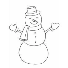 Coloriage Bonhomme de neige avec chapeau et bras levés
