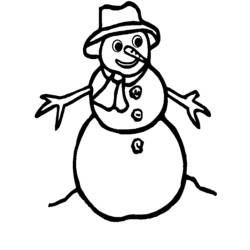 Coloriage Bonhomme de neige au chapeau et bras en branches