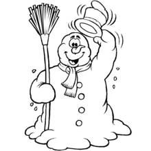 Coloriage Bonhomme de neige qui salue avec son chapeau