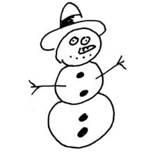 Coloriage Bonhomme de neige avec un grand chapeau et des bras en branches