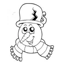 Coloriage Bonhomme de neige au chapeau fissuré