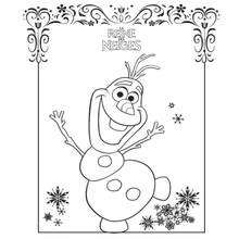 Coloriage Bonhomme de neige Olaf les bras levés