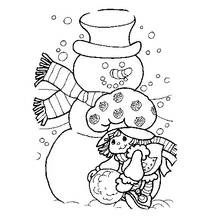 Coloriage Bonhomme de neige fabriqué par une fillette