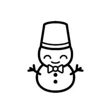 Coloriage Bonhomme de neige au chapeau seau et nœud papillon