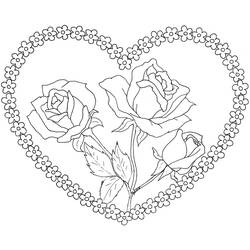 Coloriage Bouquet de roses dans un cœur de fleurs