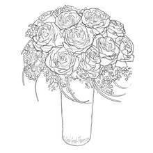 Coloriage Bouquet de roses dans un vase haut