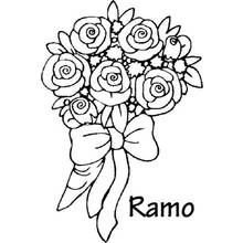 Coloriage Bouquet de fleurs de roses attaché par un ruban