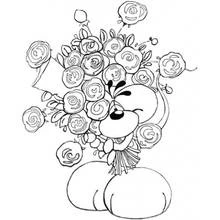 Coloriage Bouquet de fleurs cachant un visage