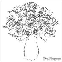 Coloriage Bouquet de fleurs de roses dans un vase